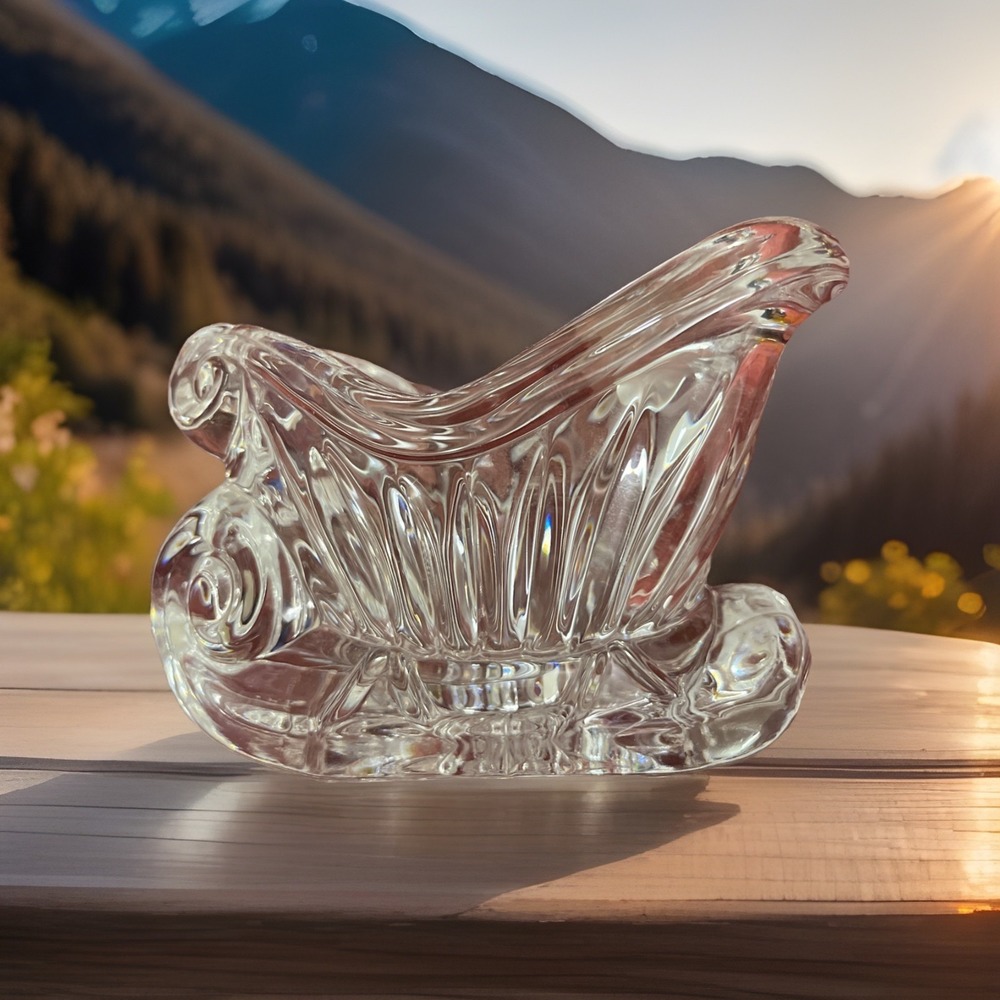 Vintage 24% Lead Crystal Santa Sleigh, Soaker Tub Bathroom Soap dish Heavy Gift